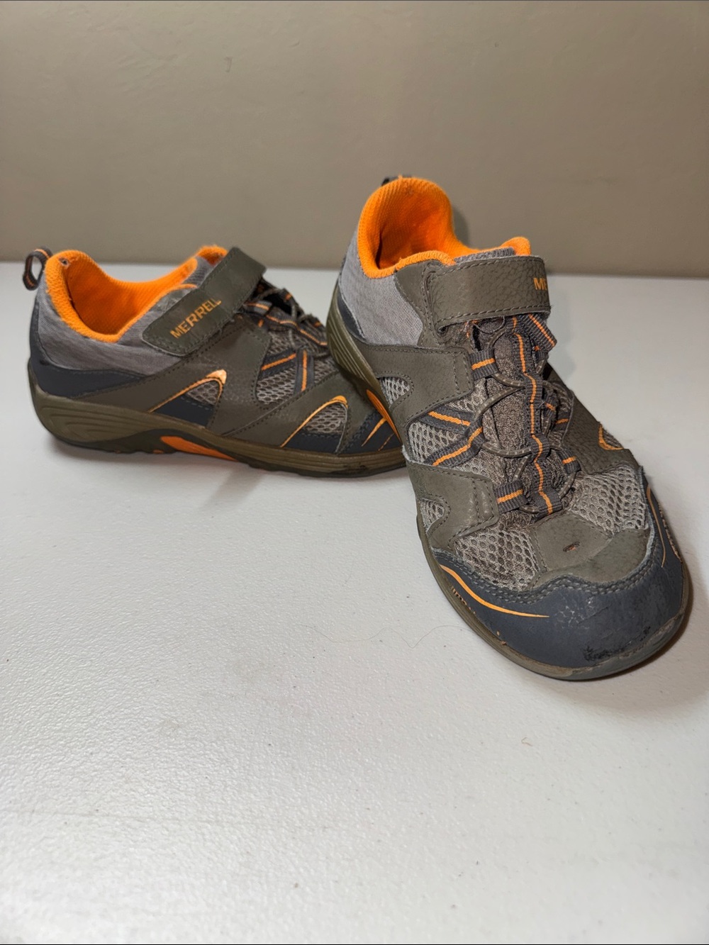 Merrell Kids Olive Green and Orange Trail Sneakers